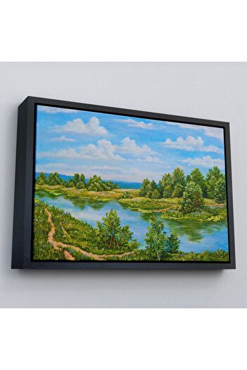 indispensablely Framed Russia River Oil Painting View Decorative Canvas Wall Painting-3619
