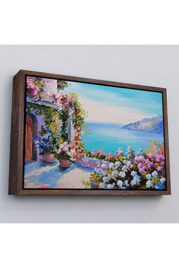 indispensablely Framed Beautiful House with Sea View Decorative Canvas Wall Painting-3439