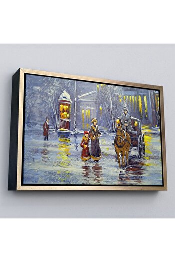 indispensablely Framed Old Town And Carriage Oil Painting View Decorative Canvas Wall Painting-3573