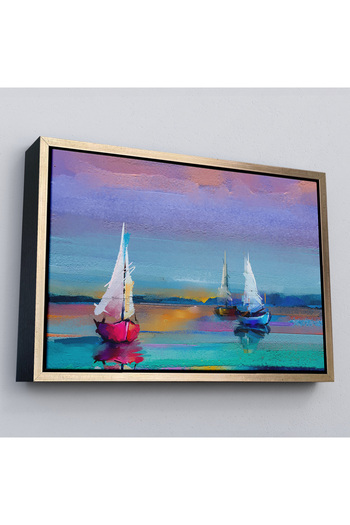 indispensablely Framed Colorful Sailboats on the Sea Wall Painting-3728