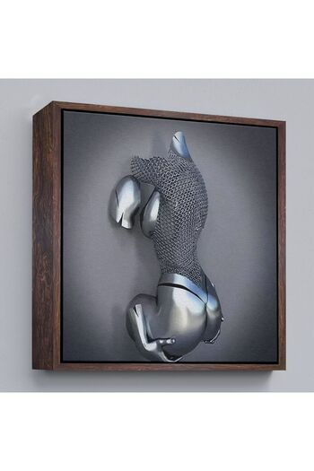 indispensablely Framed Canvas Painting, Grey and Silver Wall Decor, Art of Love, 3D Effect Silver Human-5349
