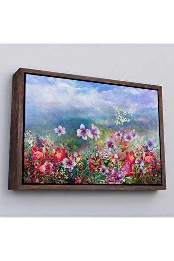 indispensablely Framed Colorful Flowers Watercolor Look Decorative Canvas Wall Painting-3475