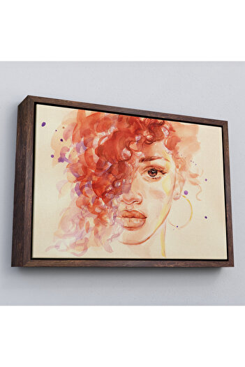 indispensablely Framed African Woman Watercolor Look Decorative Canvas Painting-3732