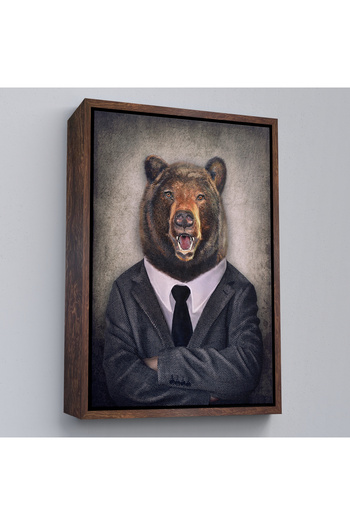 indispensablely Framed Bear Head Human Canvas Painting-4988