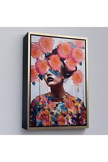 indispensablely Framed Flower Head Abstract Woman Painting-8009