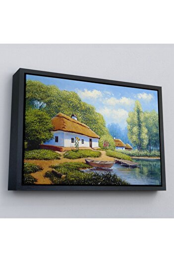 indispensablely Framed Ukraine Village House Landscape Oil Painting View Decorative Canvas Wall Painting-3663