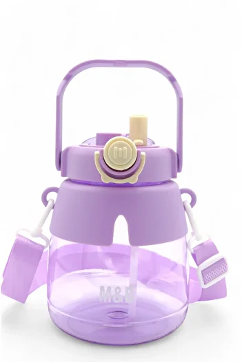 M&B WATER BOTTLE Cute Rabbit Figured Water Bottle, Children's Water Bottle with Straw, Neck Strap Water Bottle for School with Chick