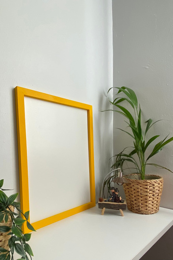 DecovianHomeDesign Doğal Ahşap Çerçeve Sarı Resim Çerçevesi | Poster Çerçevesi | Puzzle Çerçevesi (POSTERSİZ)