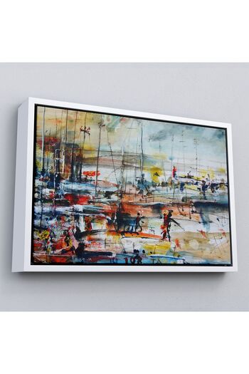indispensablely Framed Boats in the Harbor Canvas Wall Painting-1185