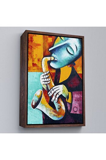 indispensablely Framed Saxophone Playing Surreal Musician Decorative Wall Painting-6423