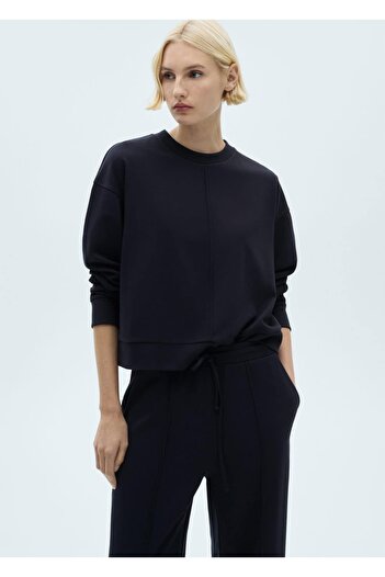 MANGO Woman Round Neck Sweatshirt with Stitching Details
