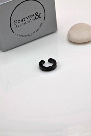 Sacce Scarves&Accessories Black Steel Hoop Earrings - Men's Non-Perforated Single