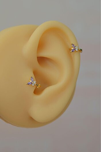 Sacce Scarves&Accessories Kelebek Halka Piercing Tragus Helix Kıkırdak Küpesi