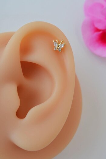 Sacce Scarves&Accessories Gold Renkli Kelebek Figürlü Piercing Helix Kıkırdak Conch Lob