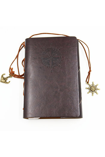 enyareshome A5 Brown Color Vegan Leather Cover Nostalgic Memo Commemorative Book 80 Sheets - Removable Page