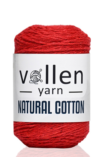 vollen yarn Premium 100Gr/200Mt Natural Cotton - Amigurumi and Punch Lanyard, Hand Knitting Lanyard, Red