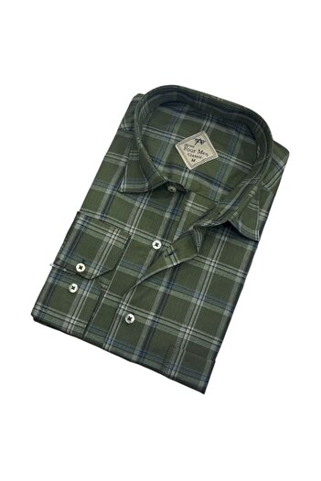 GÖMLEK GALERİSİ Classic Relaxed Fit Plaid Long Sleeve Men's Shirt