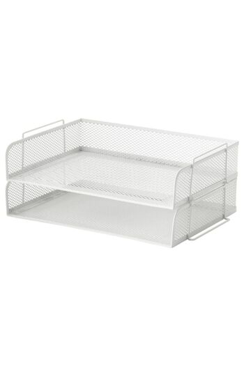 IKEA A4 Гимназия - Бял двуетажен мрежест стоманен рафт за документи