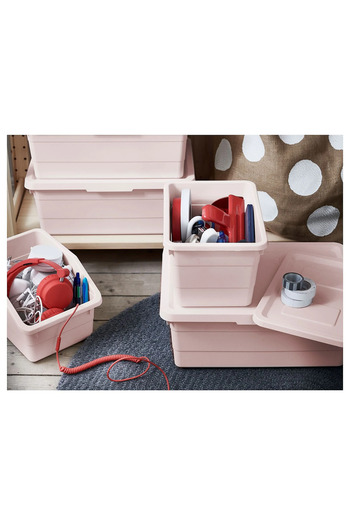 IKEA Pembe Kapaklı Saklama Kutusu SOCKERBIT 38x25x15 cm