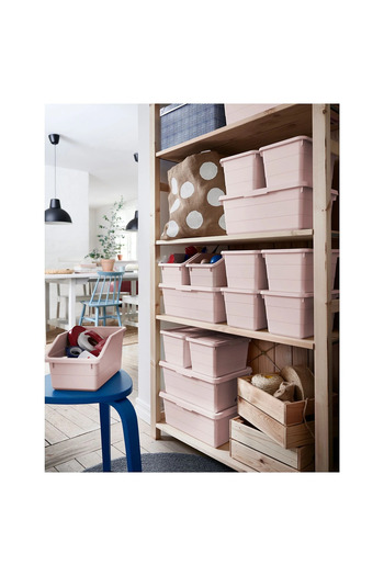 IKEA Pembe Kapaklı Saklama Kutusu SOCKERBIT 38x25x15 cm
