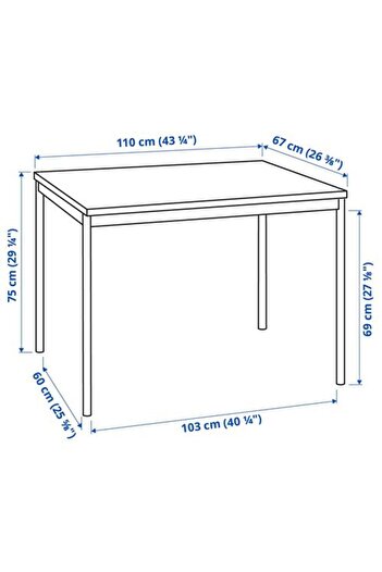 IKEA SANDSBERGmutfak masası, siyah, 4 kişilik, 110x67 cm