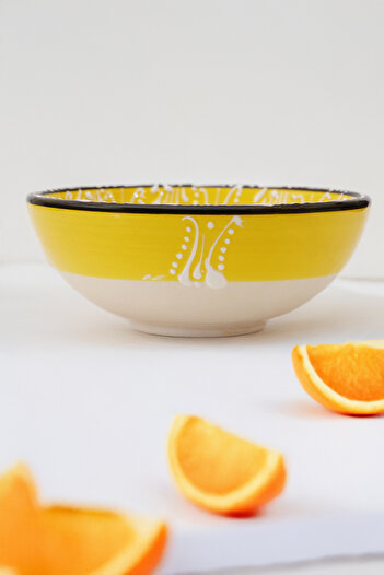 Sarn Patterned Ceramic Pit Bowl-Plate Suitable for Hot and Cold Food