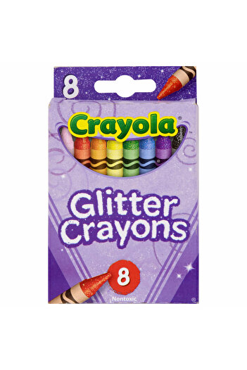 Crayola 8 Glitter Crayons- Amerikan-Nontoxic- 8 Renk Simli Mum Boya Seti