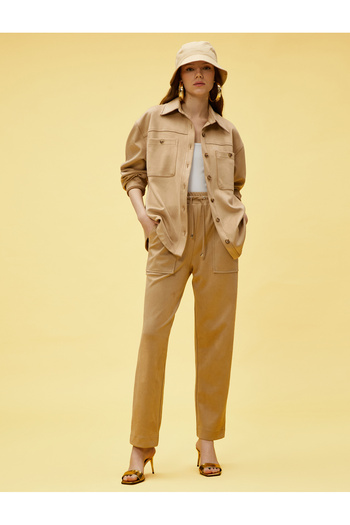 Koton Suede Look Pocket Tie Waist Trousers