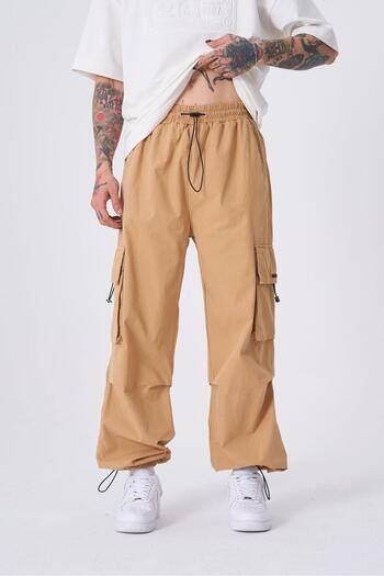 Machinist Men's Elastic Camel Trousers with Milk Pockets