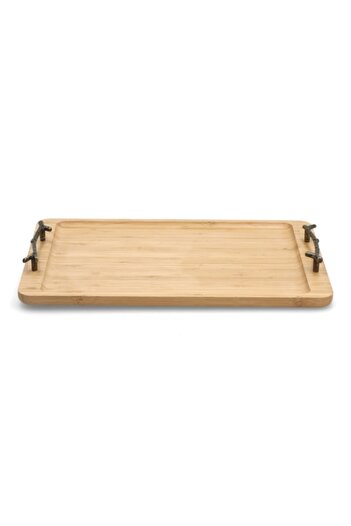 Bien Servi Bamboo Serving Tray with Metal Handle 40 x 25cm
