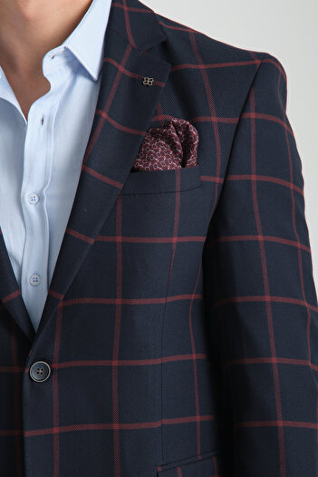 Frappoli Plaid Pattern Mono Neck Slim Fit Blazer Single Jacket