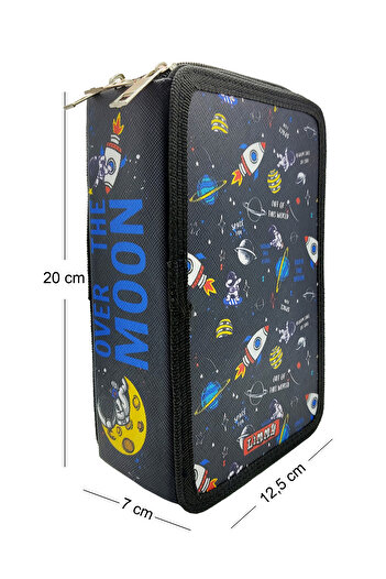 Limmy XL Jumbo Model Astronot Kalem Kutusu Organizer Kalemkutu 3 Bölmeli Kalemlik Siyah
