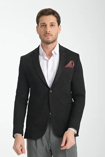 Frappoli Takiro Men's Dark Brown Stretching Fabric Slim Fit Mono Collar Sports Blazer Jacket