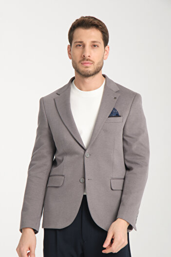 Frappoli Modern Erkek Blazer Mono Yaka Spor Ceket Örme