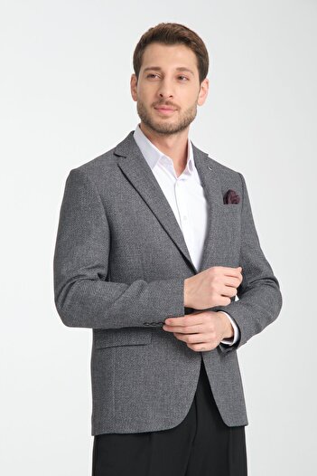 Frappoli Patterned Men's Mono Collar Casual Blazer Jacket