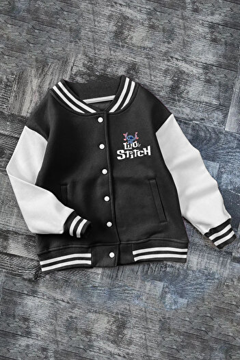 C&C OKULCUNUZ Lilo and Stitch Girl Printed Pink College Χειμερινό σχολικό παλτό Χοντρό ποιοτικό ύφασμα