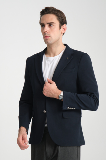 Frappoli Men's Blazer - Metal Button, Mono Neck, Knitted Sports Jacket