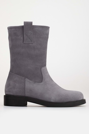 ANALİN SHOES Γκρι Suede Γνήσιο Δερμάτινο Γυναικείο Μποτάκι