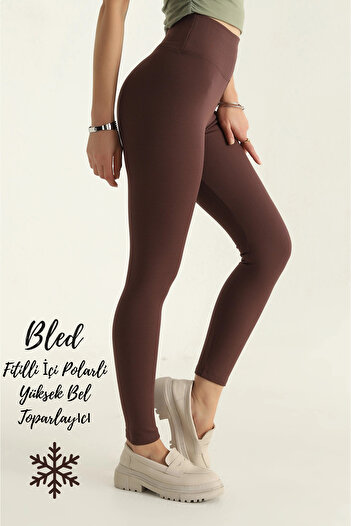 Bled Premium Fleece Inside, Ribbed, Ribbed, Gathering Interlock Χειμερινό πλεκτό κολάν καφέ