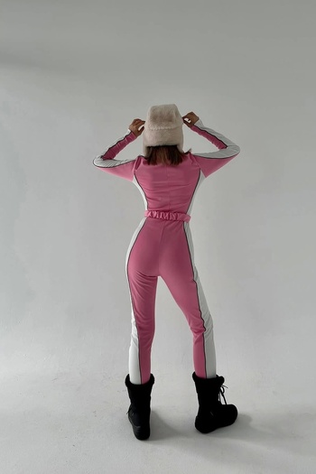 Bak Moda Premium Pink Jumpsuit with Split Belt Detail
