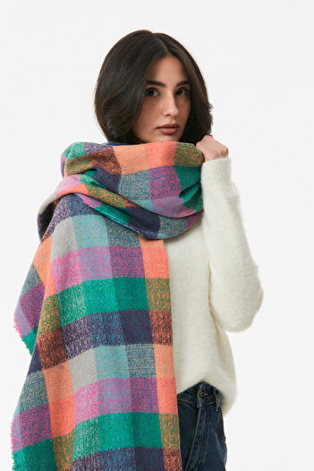 Fulla Moda Plaid Patterned Soft Textured Shawl