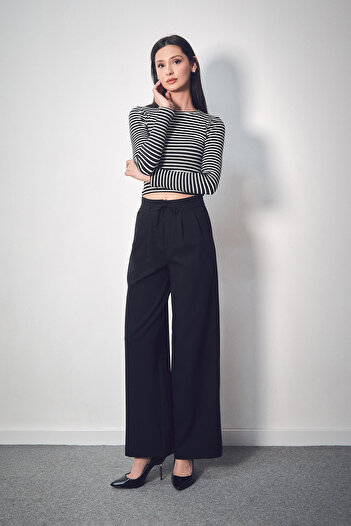 Fulla Moda Elastic Waist Pocket Fabric Trousers