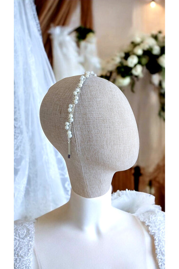 Eva Flore Crystal Stone and Pearl Bridal Crown - Pearl Crown - Maternity Crown - Engagement Crown