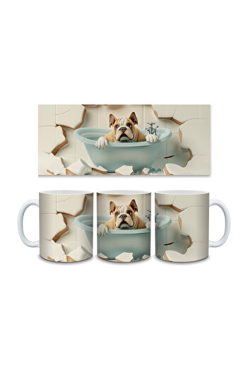 Evion Dog in a Tub 3D Porcelain Mug - Gift Mug - Printed Mug