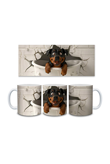 Evion Dog in a Tub 3D Porcelain Mug - Gift Mug - Printed Mug
