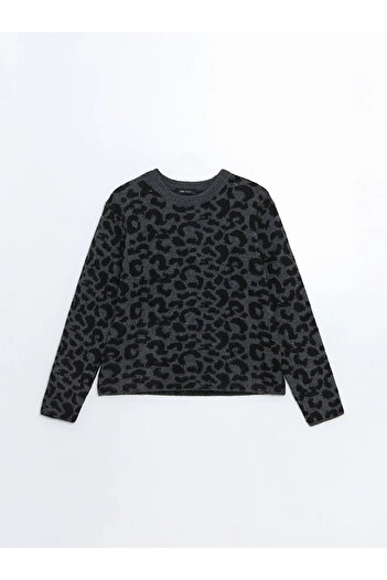LC Waikiki Lcw Vision Brown Crew Neck Leopard Print Women's Knitwear Sweater
