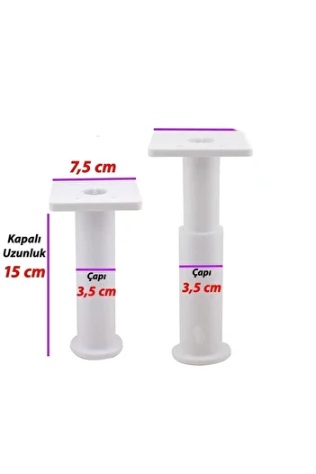 NUBLADO Golwo Adjustable Support Leg 15 X 23 cm White Foot Furniture Sofa Base Armchair Unit (4Pcs).