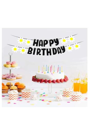 PARTY STORE Black Panda Birthday Banner - Star Figures Party Set, Age 9