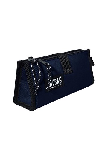 Jacbag Navy Blue Twin Table Top Double Compartment Pencil Bag