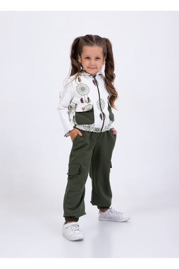 Filizdens Kids Girl's Three-Piece Suit Parrot Printed Vest Badi Pants Suit Casual Birthday Suit